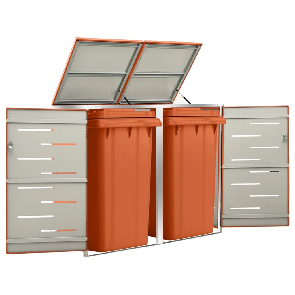 Stockage de conteneur Vidaxl Double 138x77.5x112,5 cm en acier inoxydable