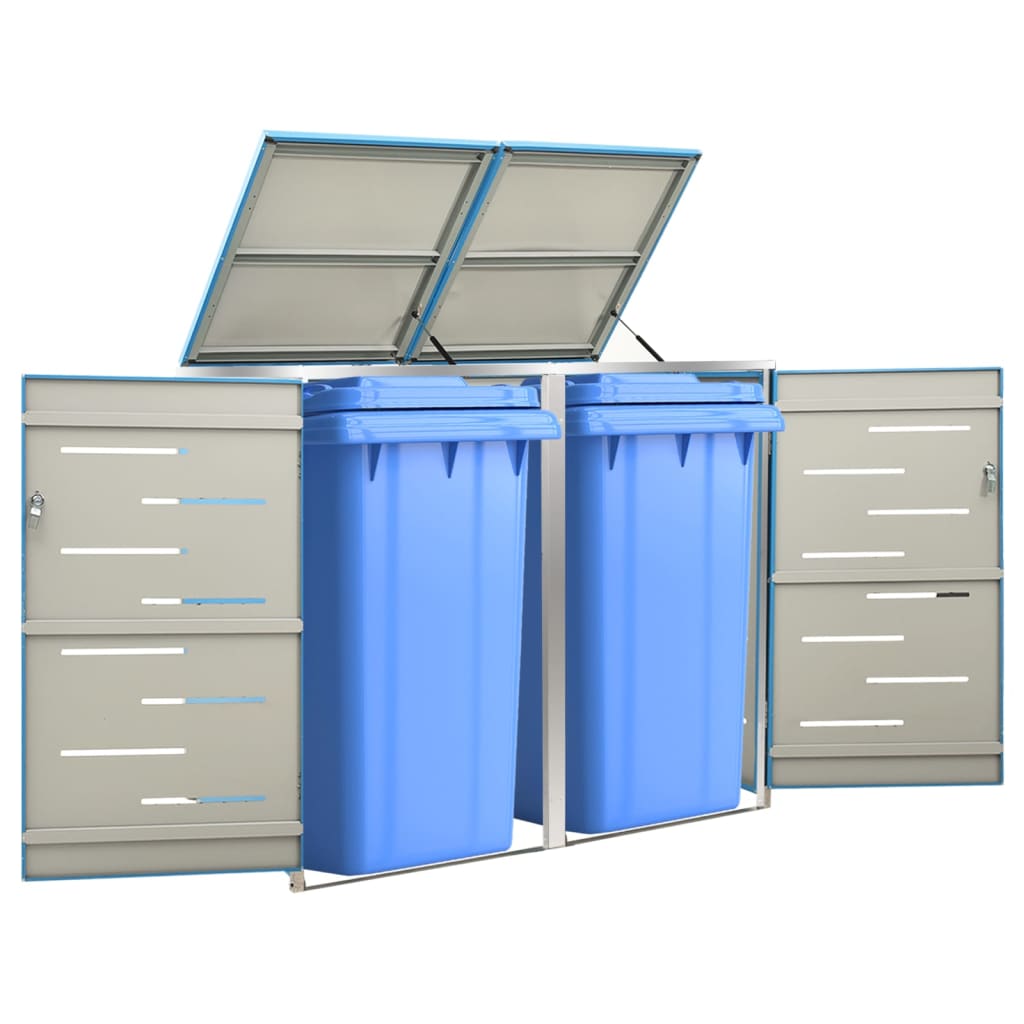 Stockage de conteneur Vidaxl Double 138x77.5x112,5 cm en acier inoxydable