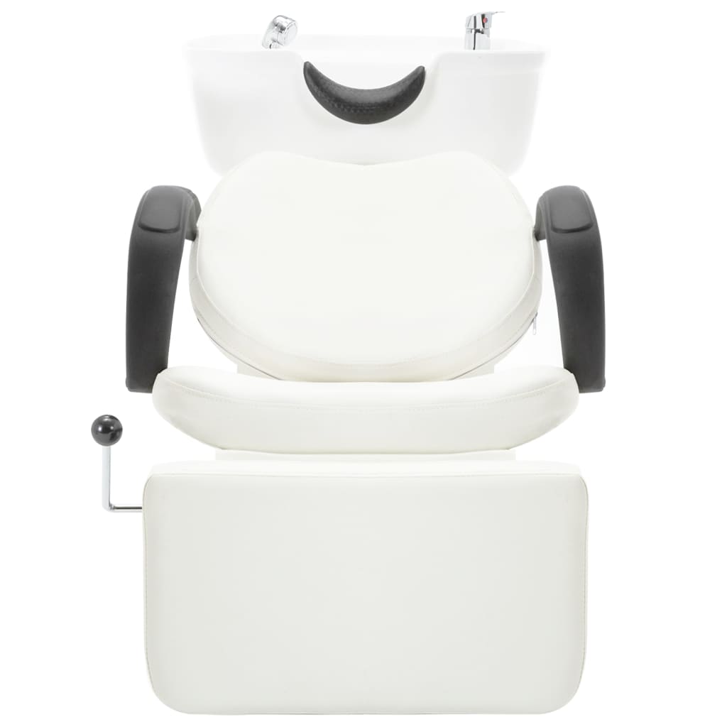 VidaXL Chaise de lavage avec lavabo simili cuir blanc