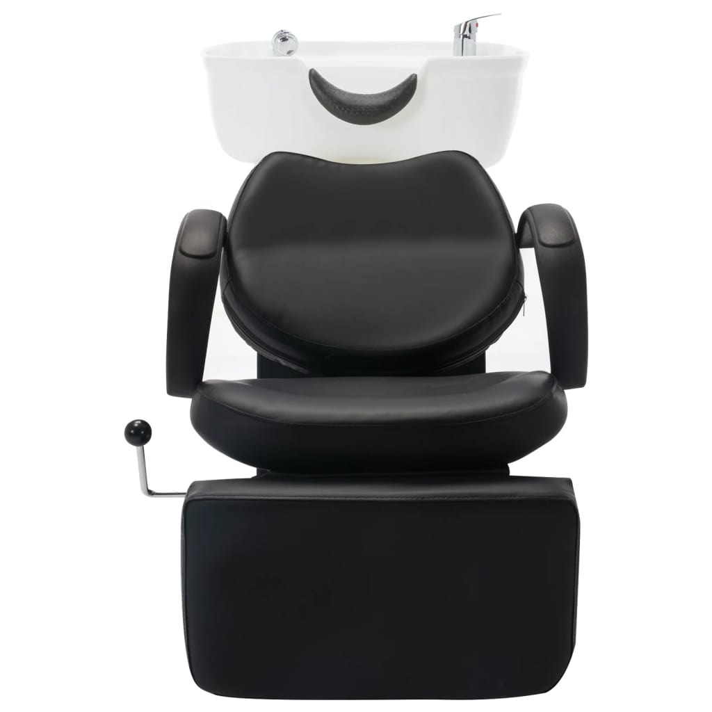 VidaXL Chaise de lavage avec lavabo simili cuir noir et blanc