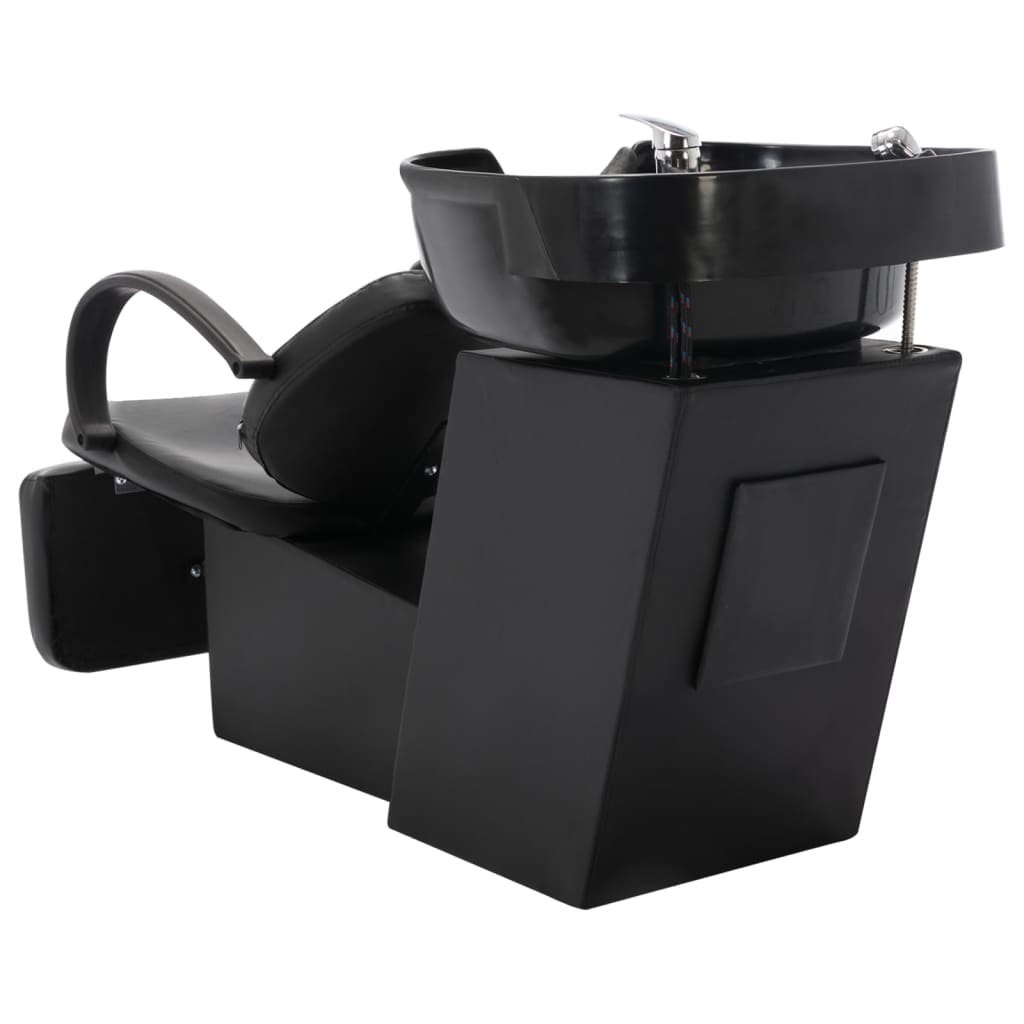 VidaXL Chaise de lavage avec évier simili cuir noir