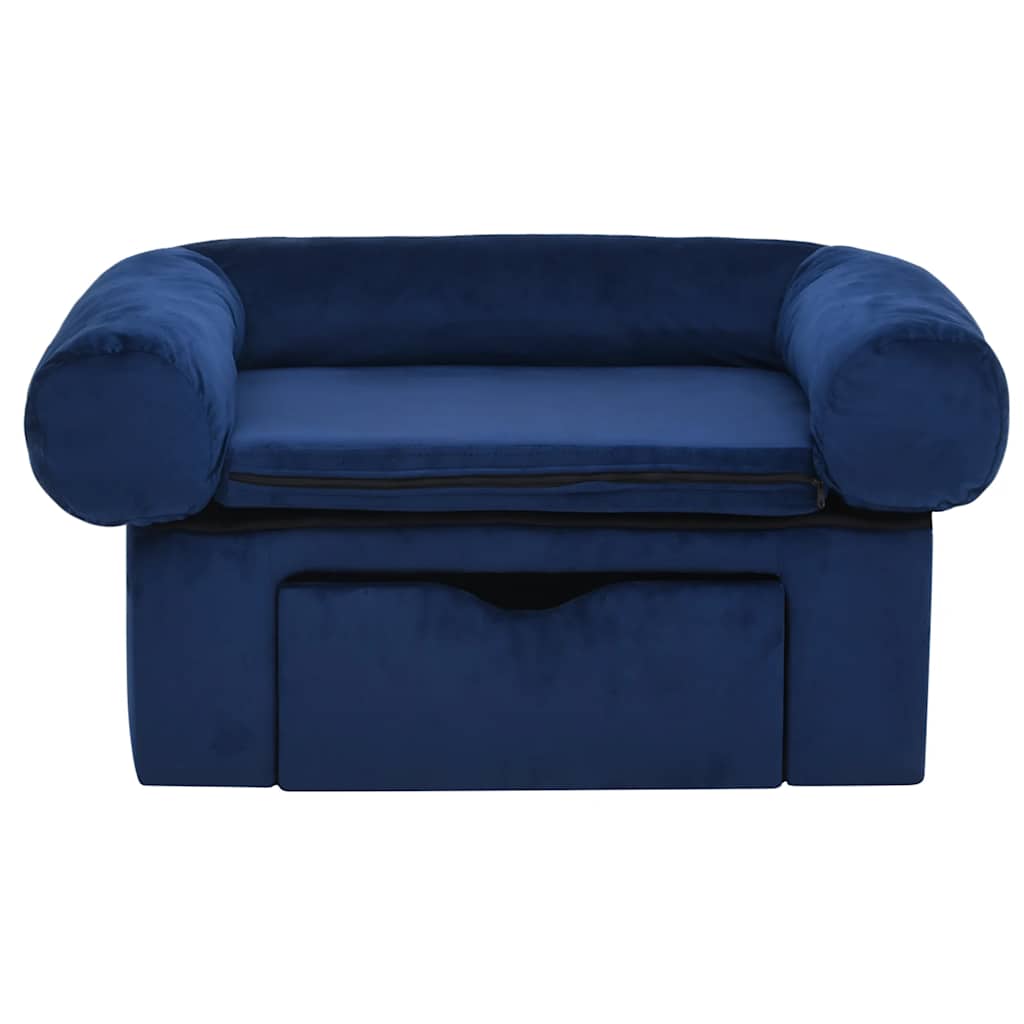 Vidaxxl canapé pour chien avec tiroir 75x50x38 cm peluche bleu