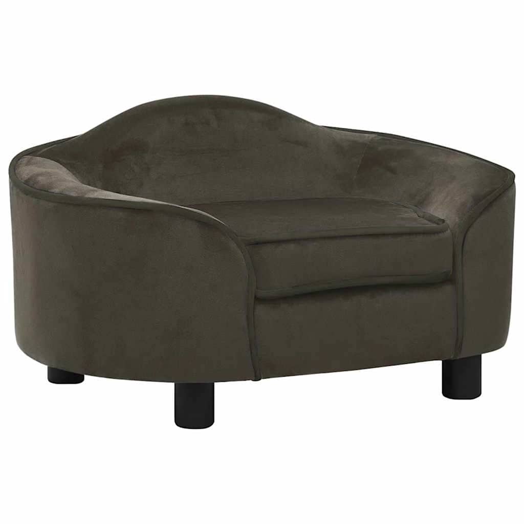 Vidaxxl canapé pour chien 67x47x36 cm peluche gris foncé