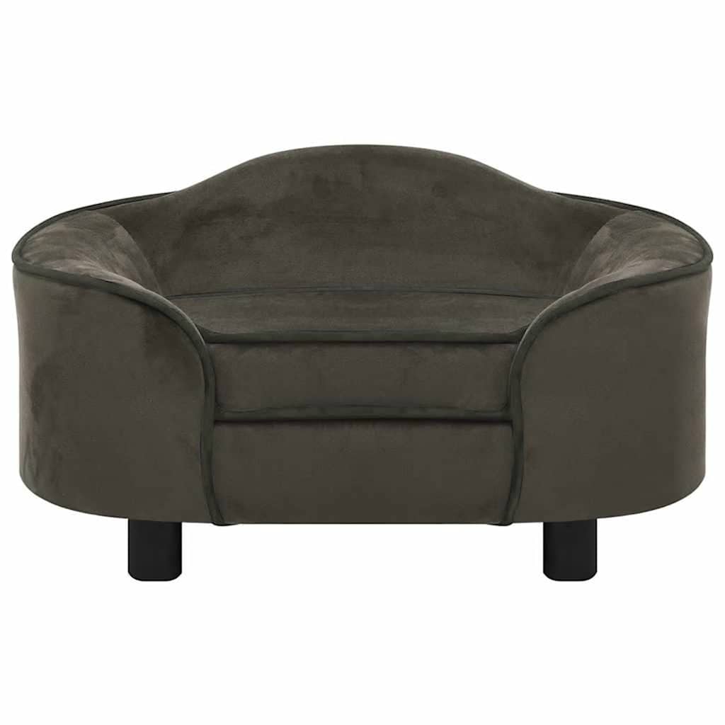 Vidaxxl canapé pour chien 67x47x36 cm peluche gris foncé