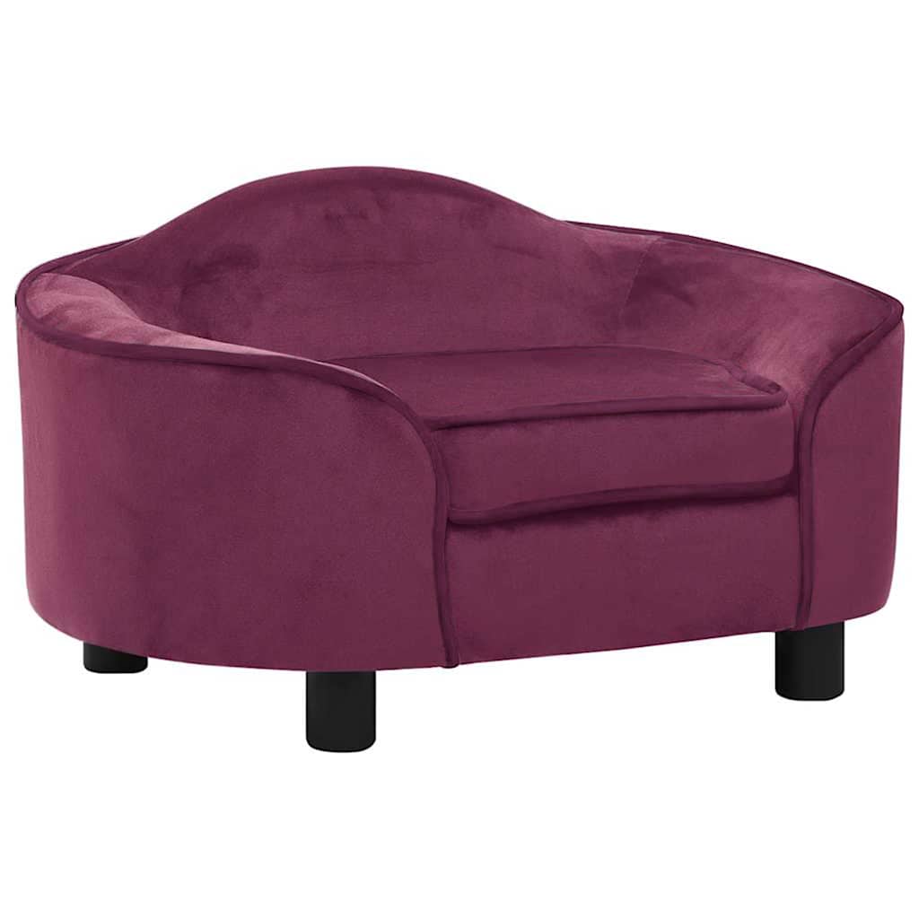 Vidaxxl canapé pour chien 67x47x36 cm peluche bordeaux