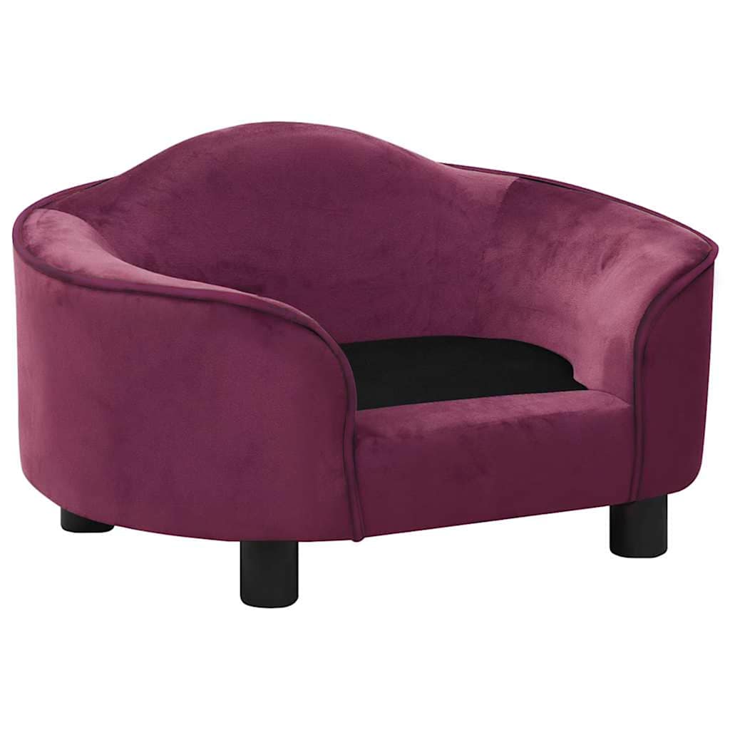 Vidaxxl canapé pour chien 67x47x36 cm peluche bordeaux
