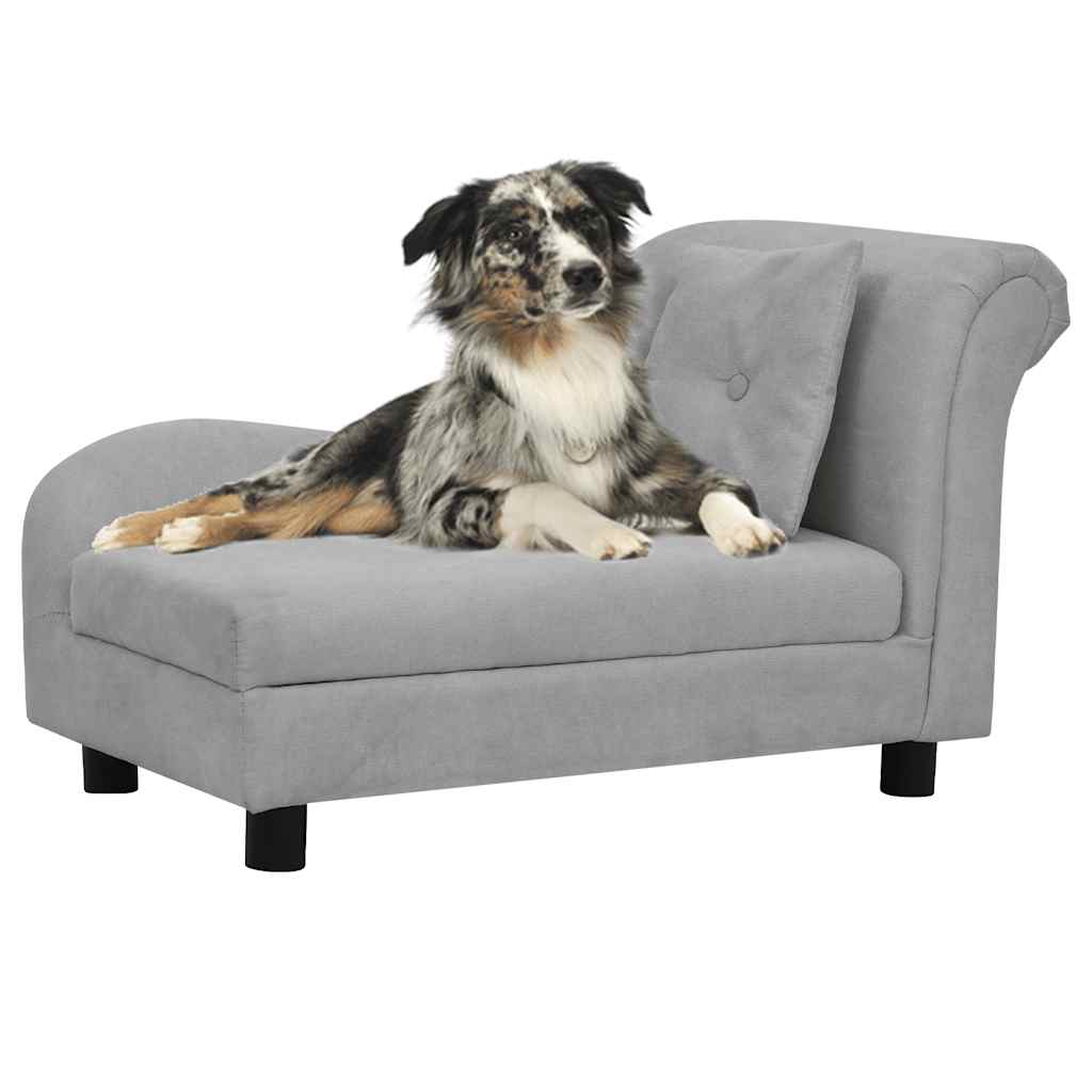 Vidaxxl canapé pour chien avec coussin 83x44x44 cm peluche gris
