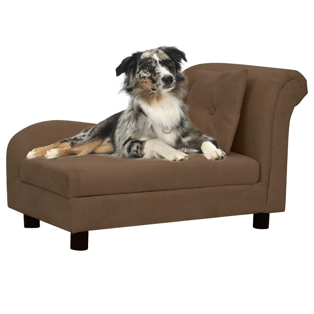 Vidaxxl canapé pour chien avec coussin 83x44x44 cm peluche marron