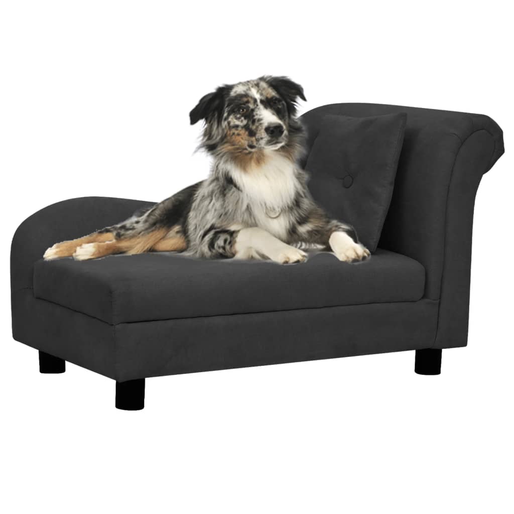 Vidaxxl canapé pour chien avec coussin 83x44x44 cm peluche noir