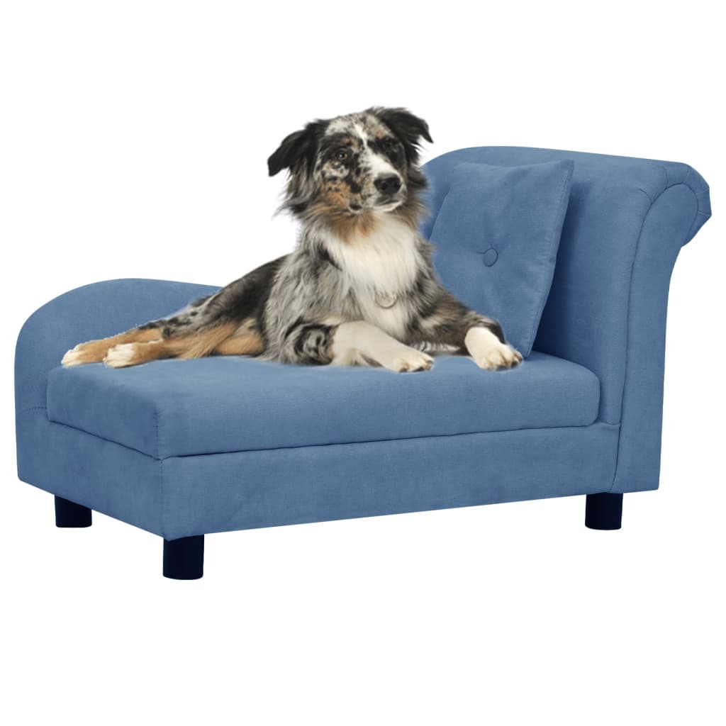 Vidaxxl canapé pour chien avec coussin 83x44x44 cm peluche bleu