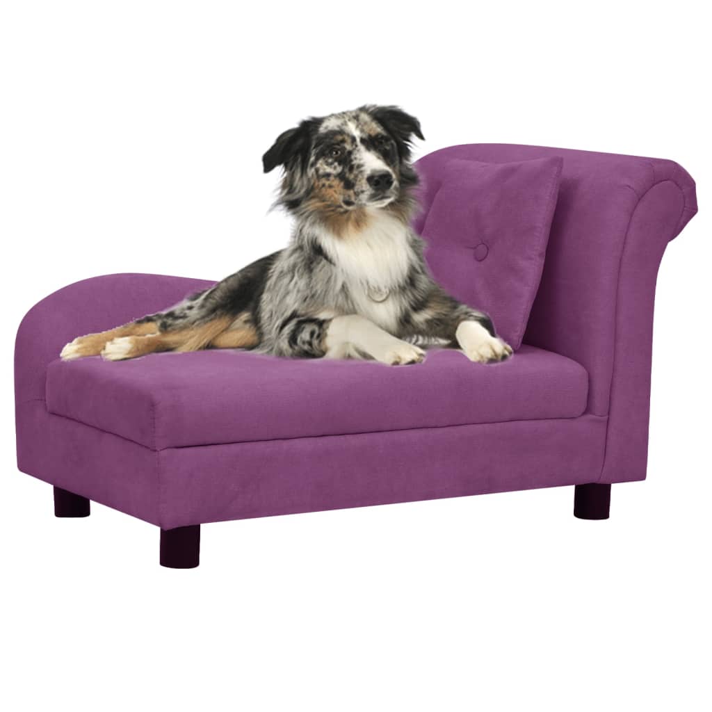 VidaXL canapé pour chien avec coussin 83x44x44 cm peluche bordeaux