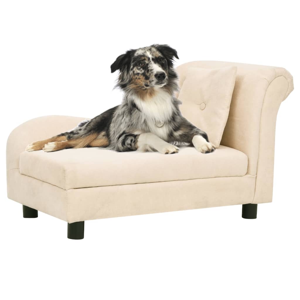Vidaxxl canapé pour chien avec coussin 83x44x44 cm peluche crème