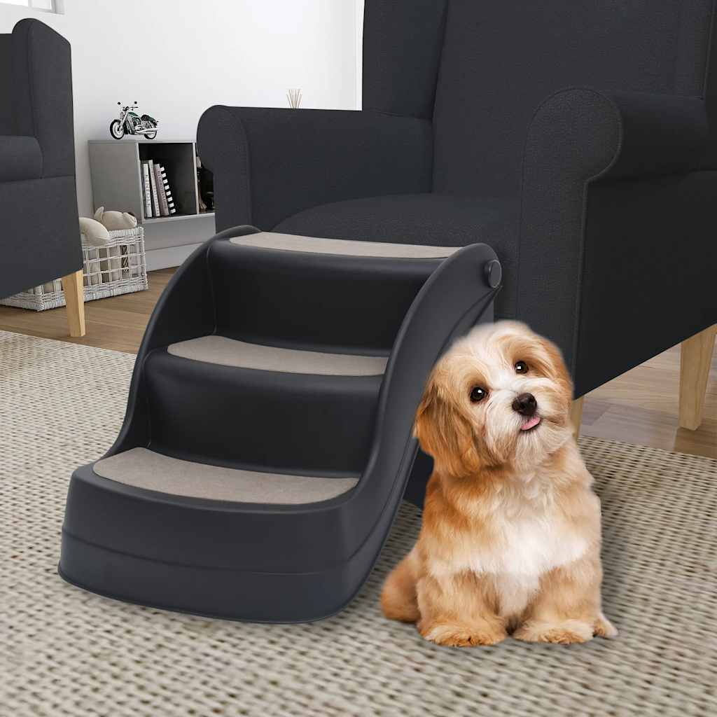 VidaXL escalier pour chien 3 marches pliable noir