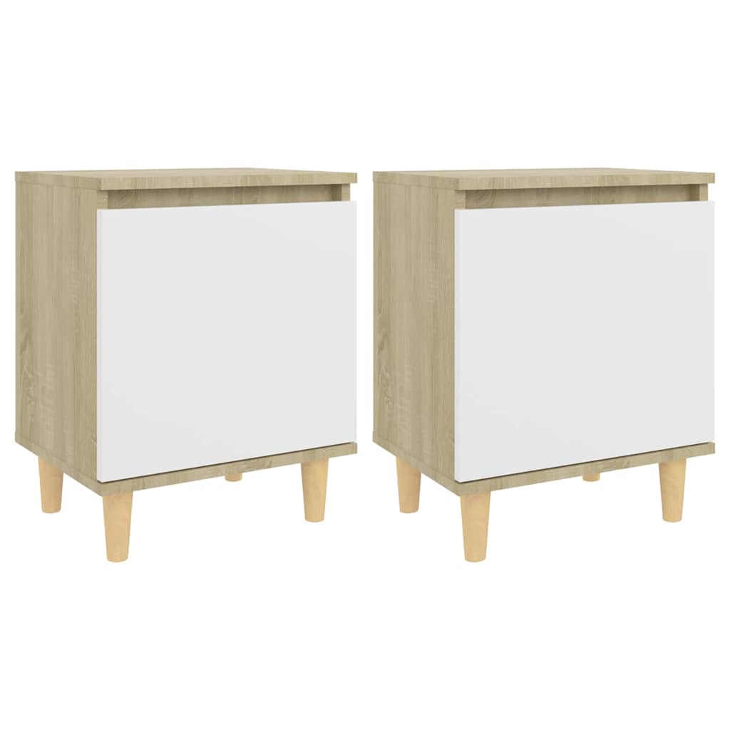 Vidaxl nachtkastjes 2 st met houten poten 40x30x50 cm sonoma eiken wit