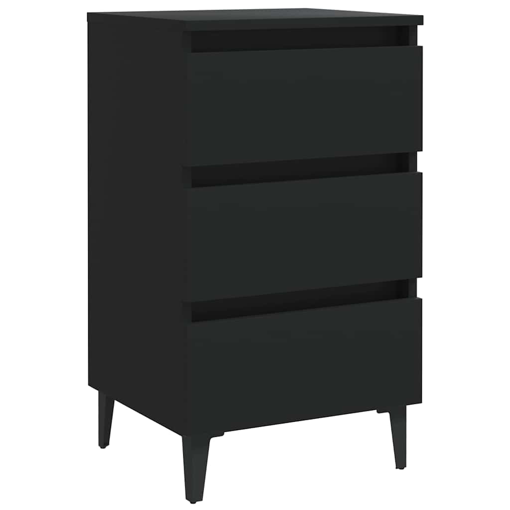 Vidaxl nachtkastje met metalen poten 40x35x69 cm zwart