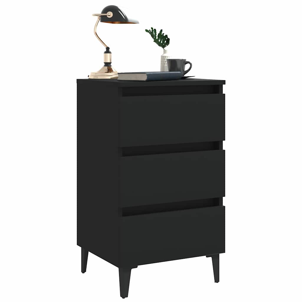 Vidaxl nachtkastje met metalen poten 40x35x69 cm zwart