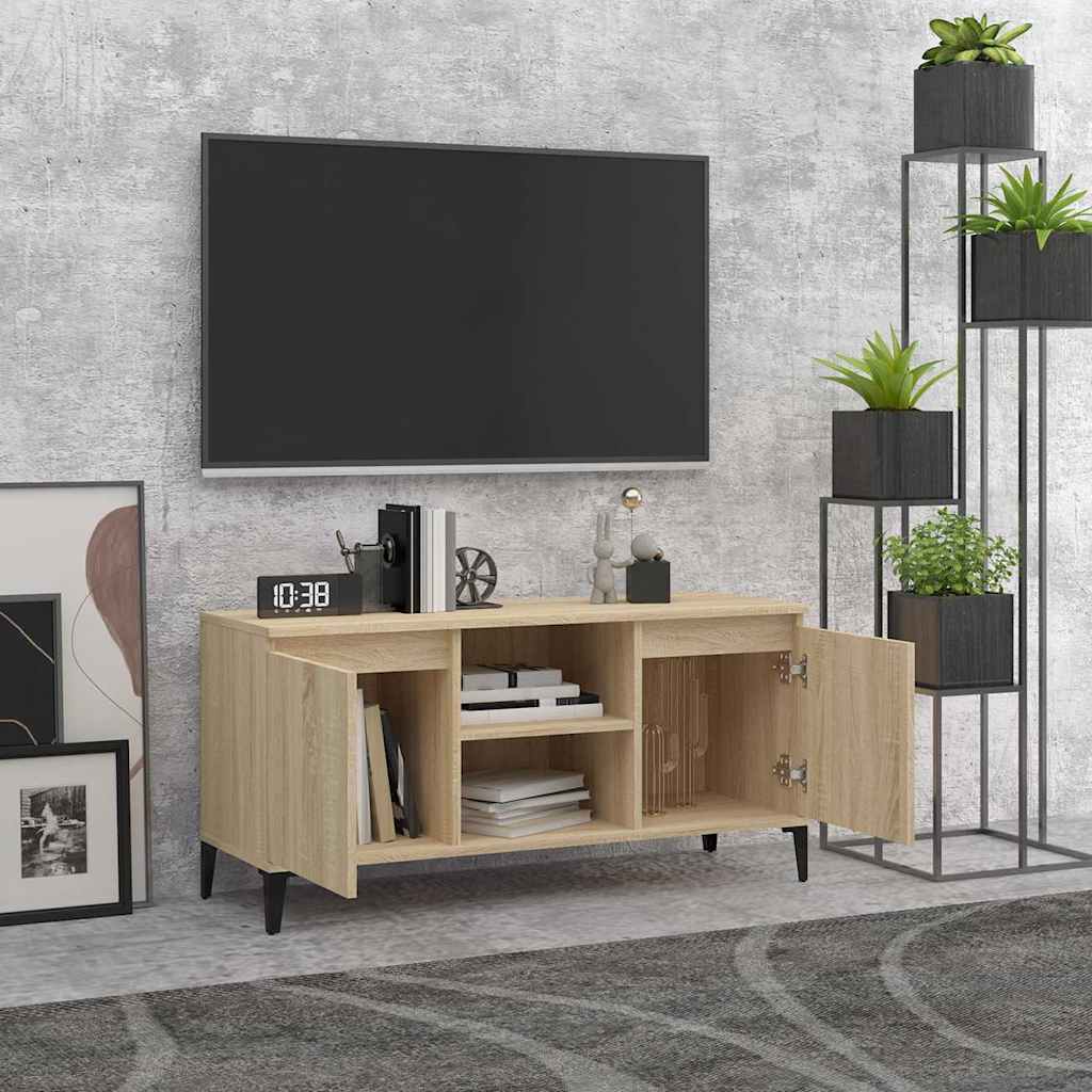 Vidaxl tv-meubel met metalen poten 103,5x35x50 cm sonoma eikenkleurig