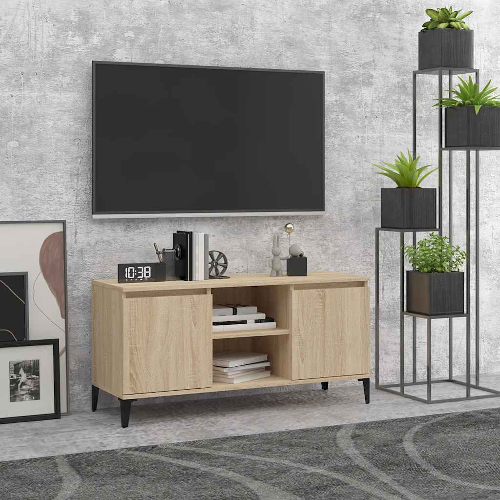 Vidaxl tv-meubel met metalen poten 103,5x35x50 cm sonoma eikenkleurig