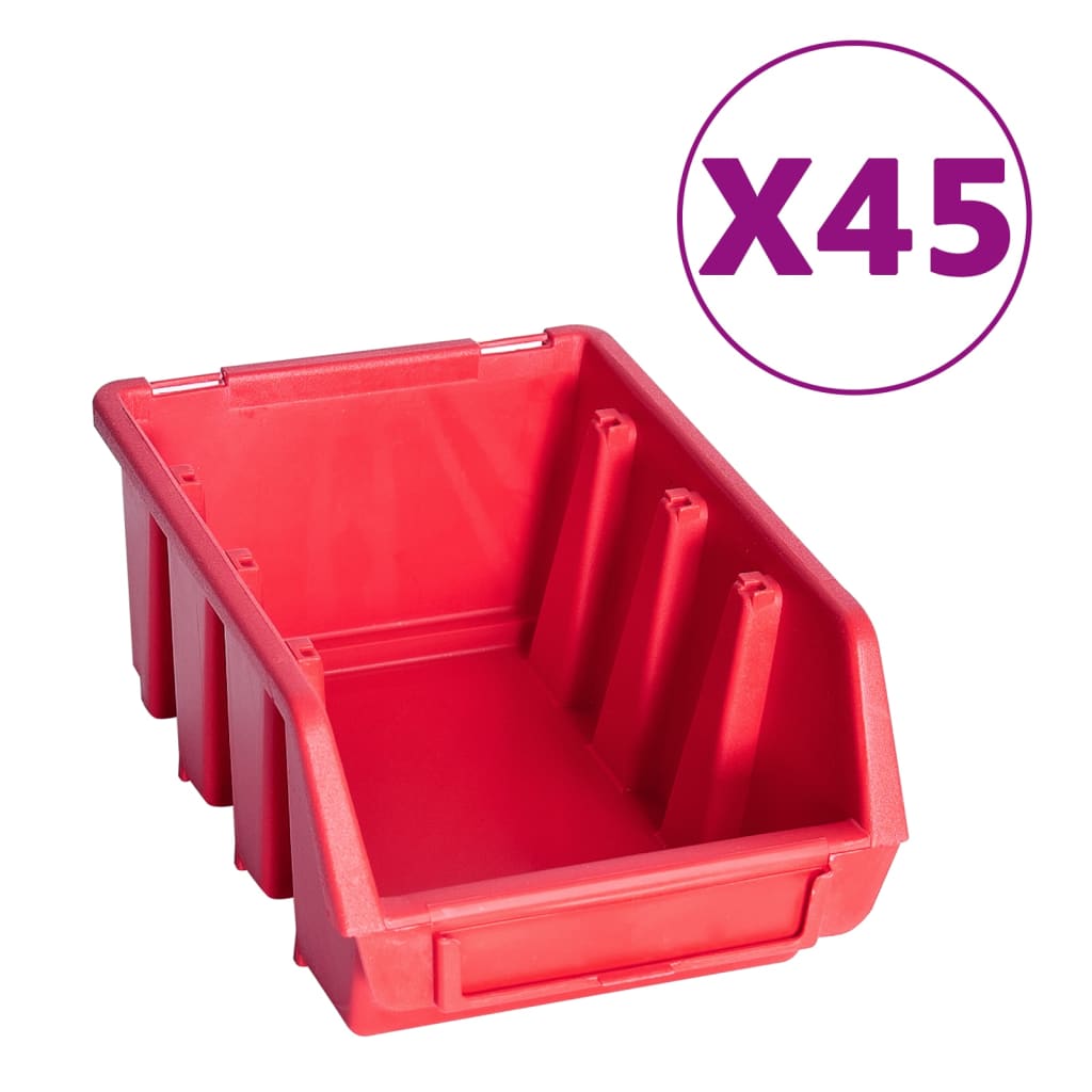 Vidaxxl ensemble de bacs de rangement 96 pièces avec panneaux muraux rouge et noir