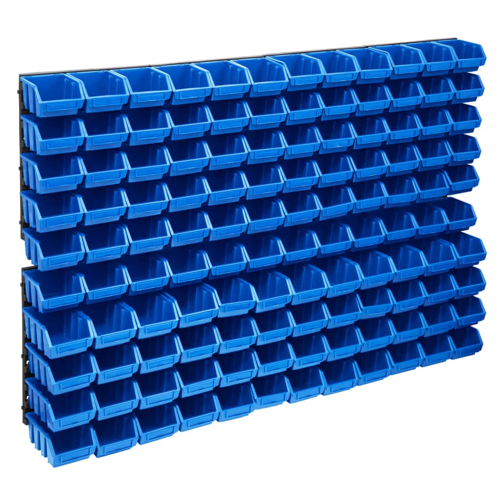 VidaXL ensemble de bacs de rangement 128 pièces avec panneaux muraux bleu et noir
