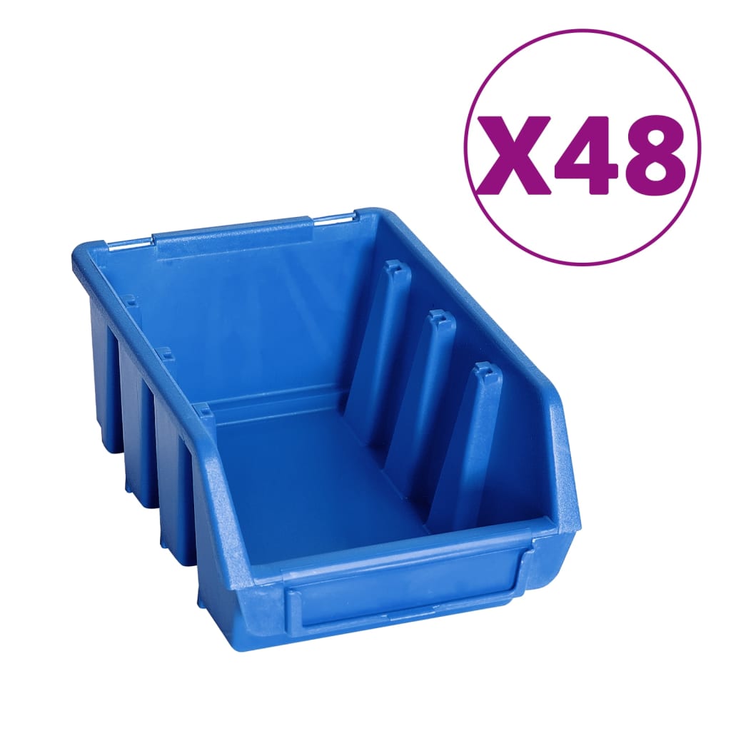 VidaXL ensemble de bacs de rangement 128 pièces avec panneaux muraux bleu et noir