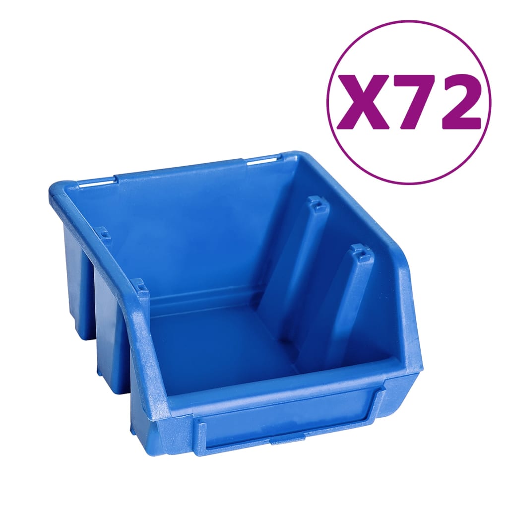 VidaXL ensemble de bacs de rangement 128 pièces avec panneaux muraux bleu et noir