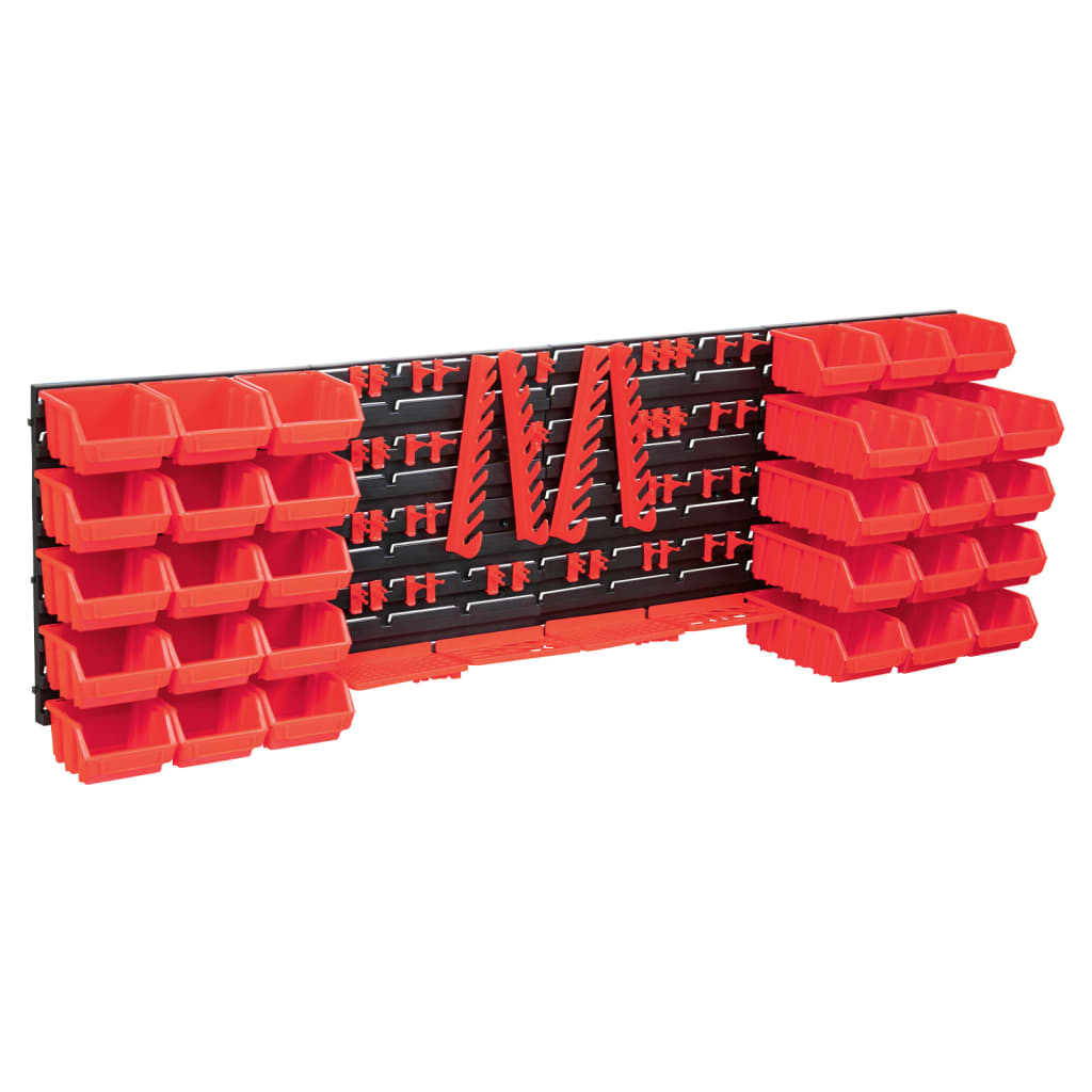 Vidaxx Ensemble de bacs de rangement 80 pièces avec panneaux muraux rouge et noir