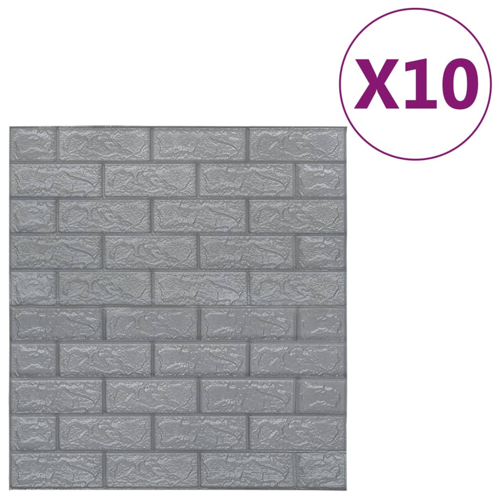 Vidaxl 3D fond d'écran auto-adhésif 10 stracite brique de couleur anthracite