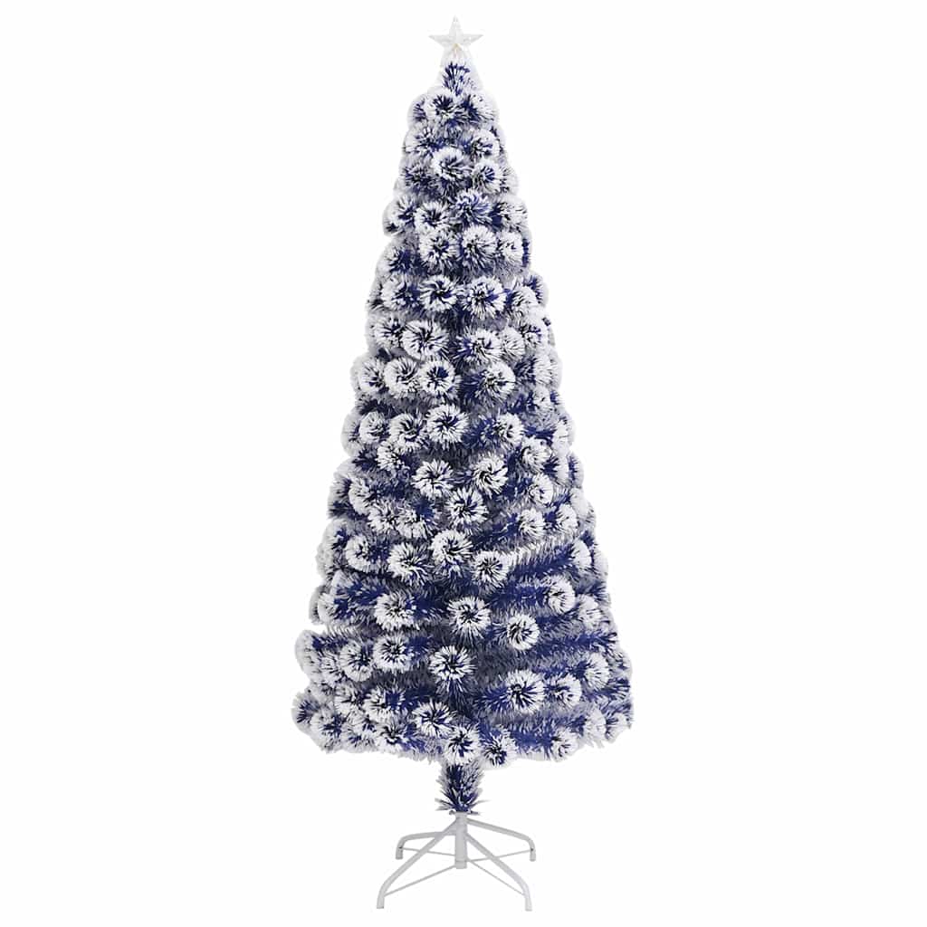 Vidaxl kunstkerstboom avec éclairage 180 cm fibre optique blanc et bleu