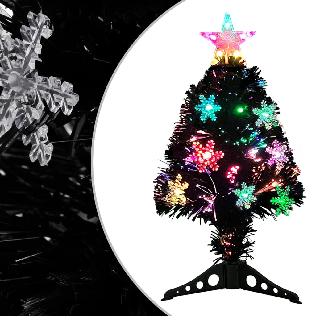 Vidaxl Christmas Tree avec des flocons de neige à LED 64 cm Fiber optique noir