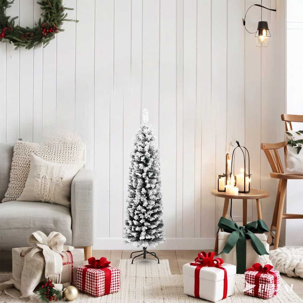Vidaxx sapin de Noël artificiel avec neige étroit 120 cm PVC vert