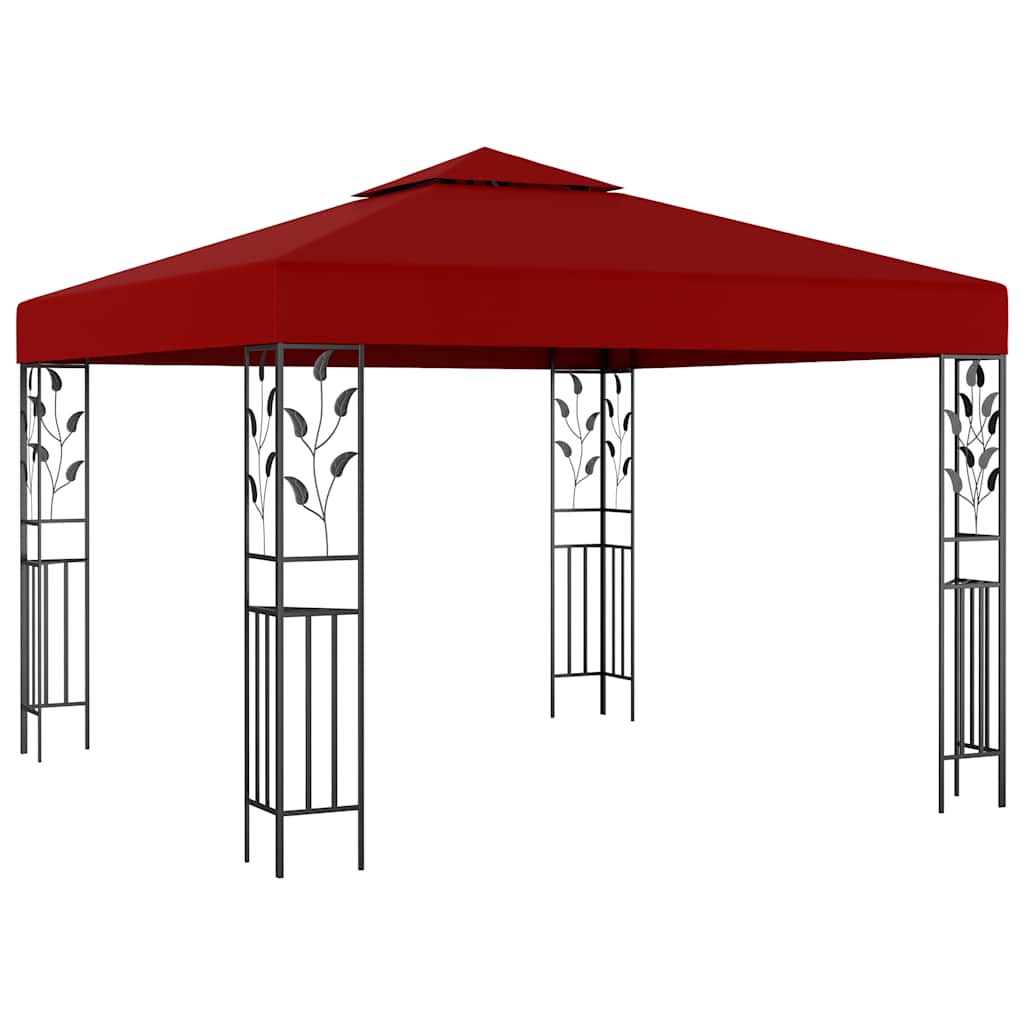 VidaXL Tonnelle avec guirlande lumineuse LED 3x3 m rouge vin