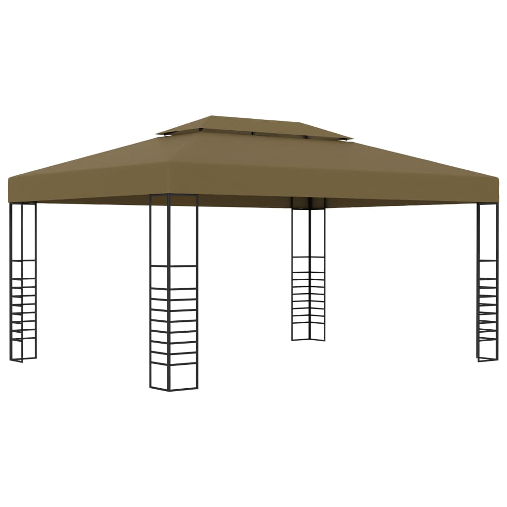 VidaXL Tonnelle avec guirlande lumineuse LED 3x4 m taupe
