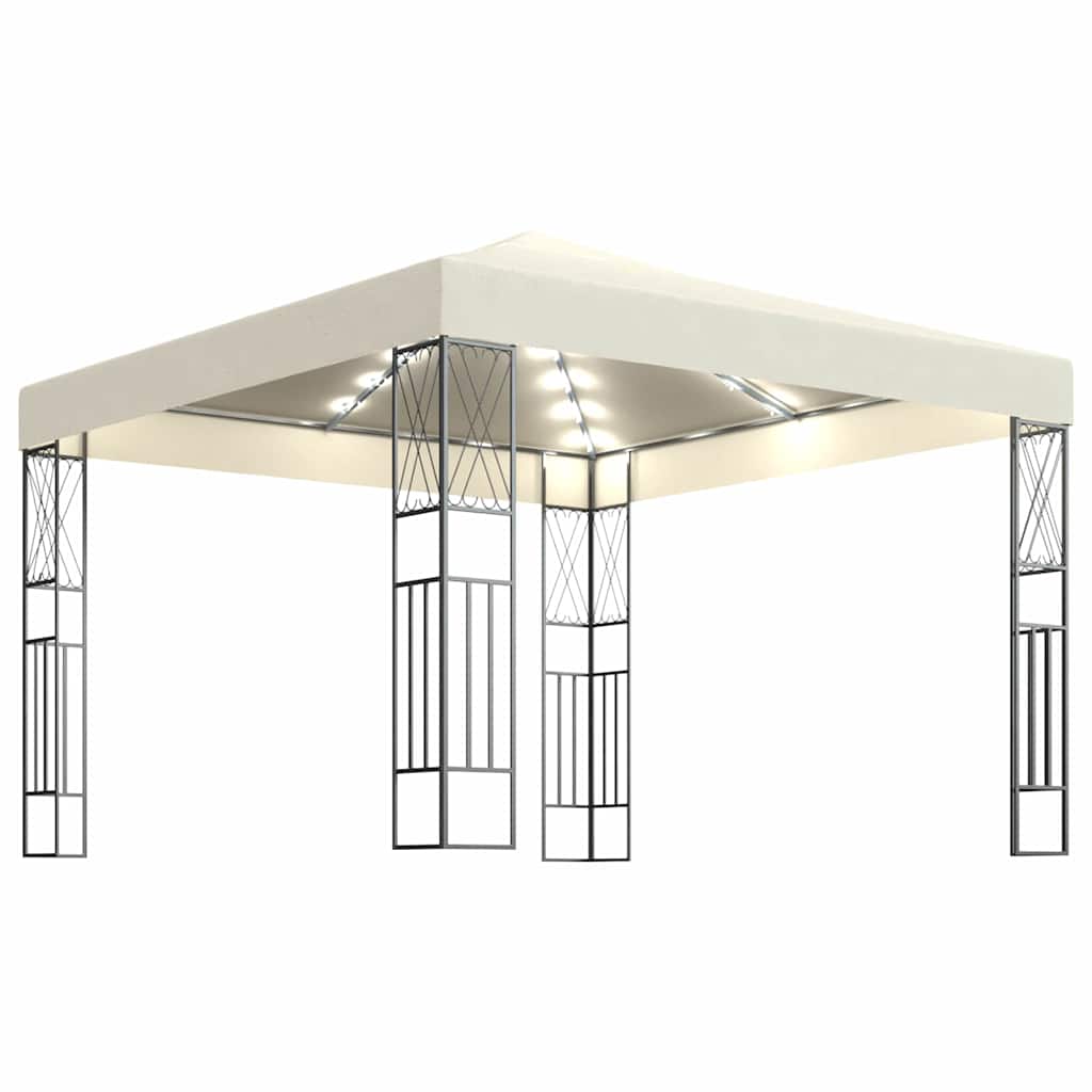 Tonnelle Vidaxx avec guirlande lumineuse LED 3x3 m en tissu couleur crème