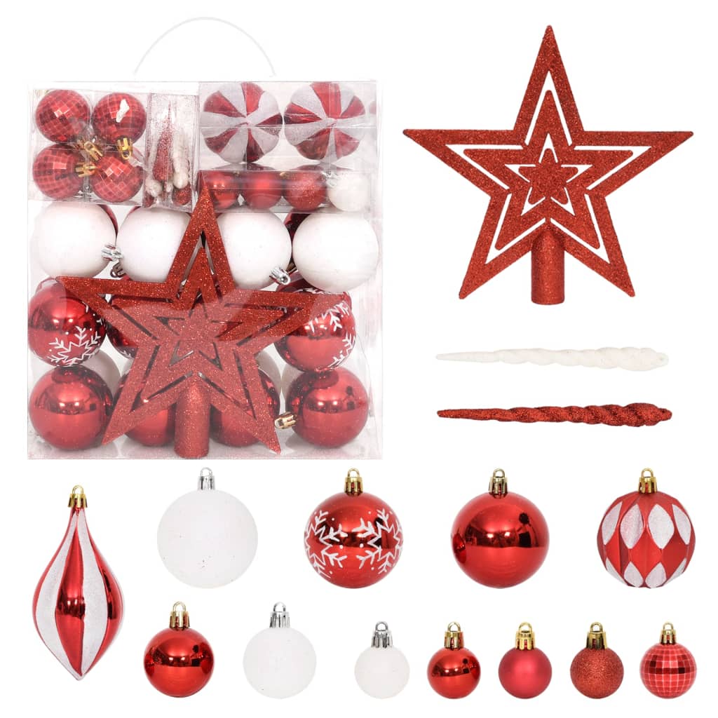 Vidaxl 64 parties de Noël Ball Set Red and White