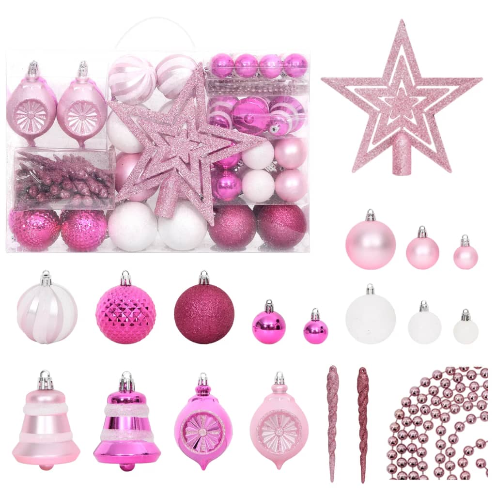 Vidaxl 108 parties de Noël Set White and Pink