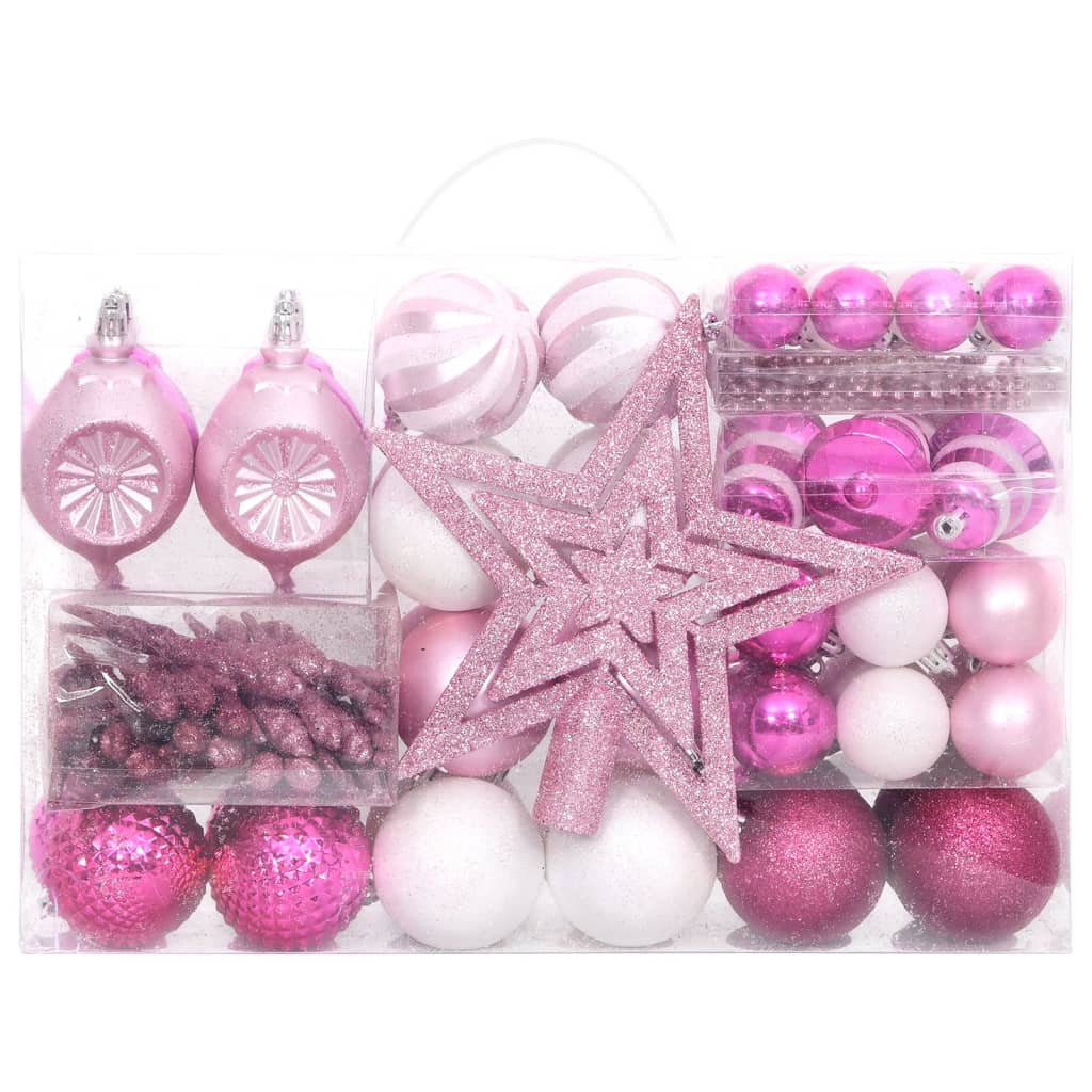 Vidaxl 108 parties de Noël Set White and Pink