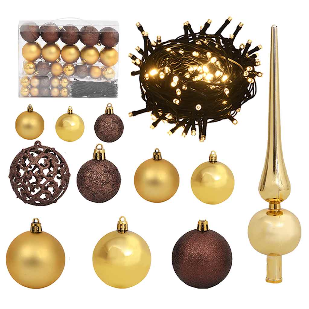 Vidaxl 61 parties à balle de Noël avec pic et 150 LEDS Gold et Bronze