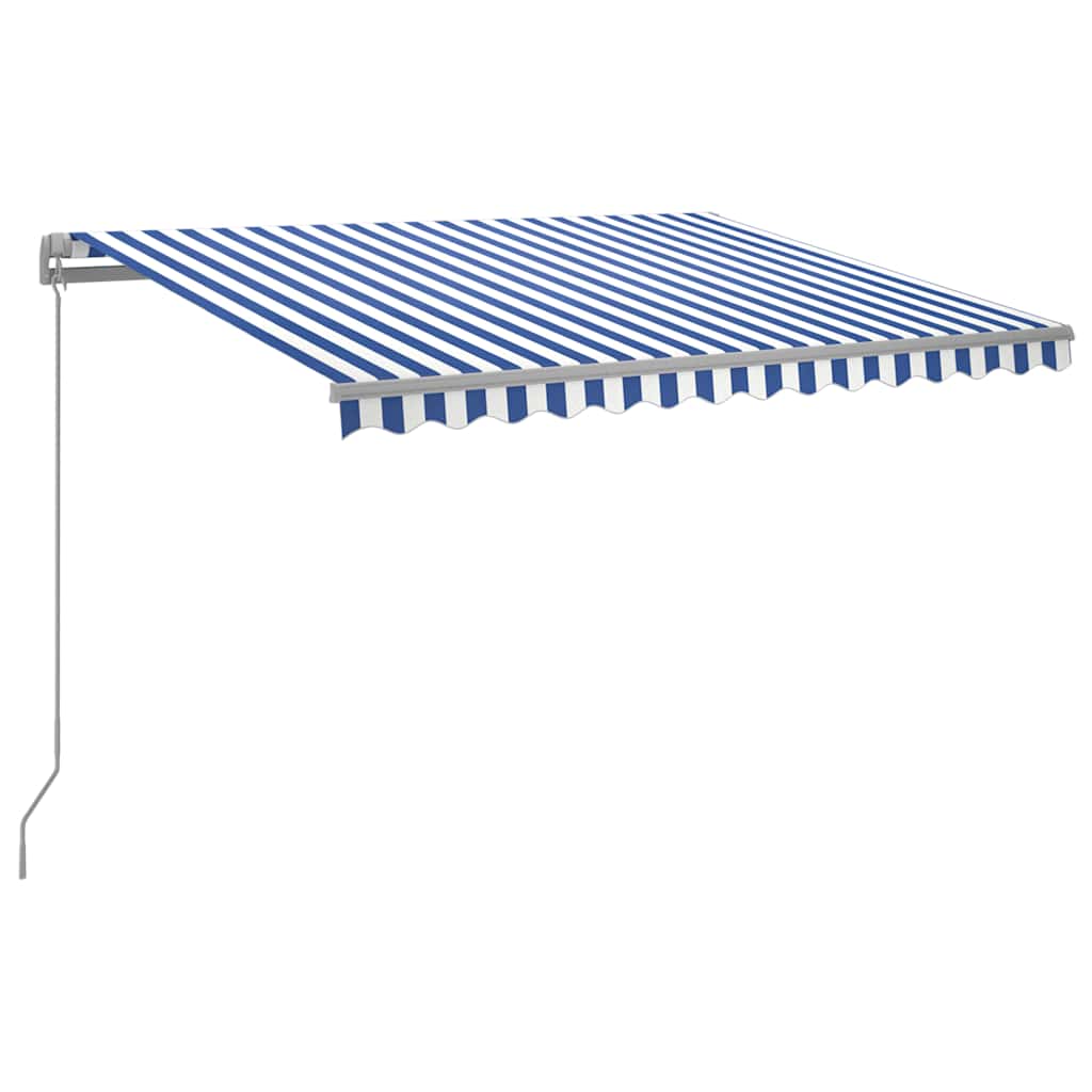 Vidaxl Luifel extensible manuellement avec LED 300x250 cm bleu et blanc