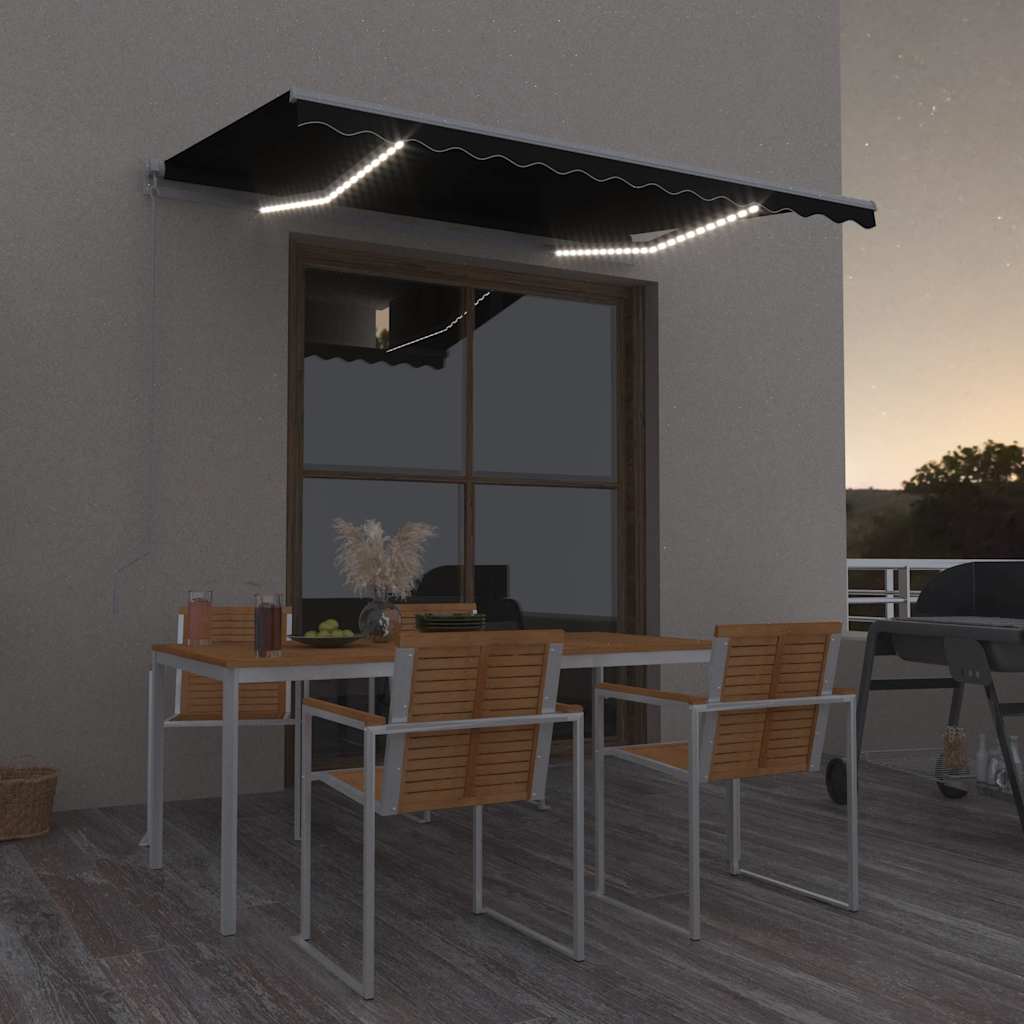 Vidaxl Luifel extensible manuellement avec une couleur anthracite LED 300x250 cm