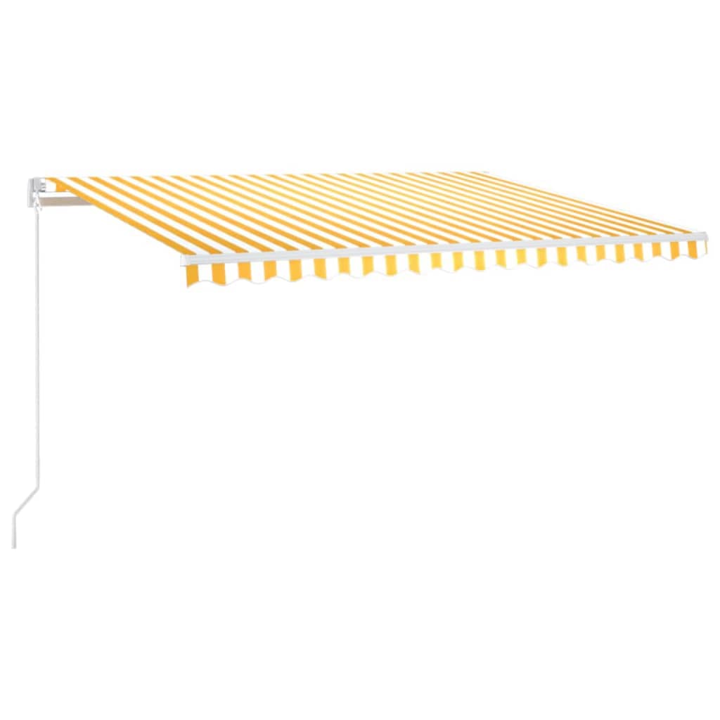 Vidaxl Luifel étend manuellement 450x300 cm jaune et blanc