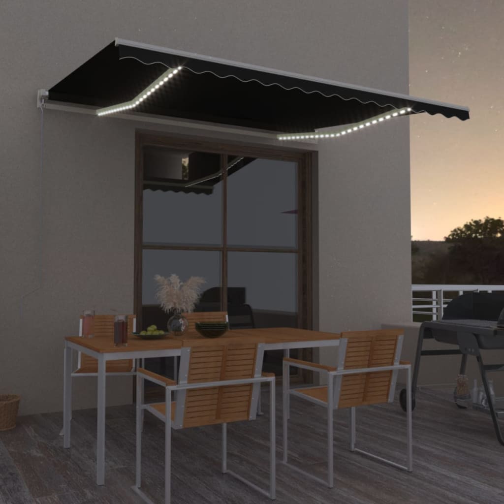 Vidaxl Luifel extensible manuellement avec une couleur anthracite LED 450x300 cm