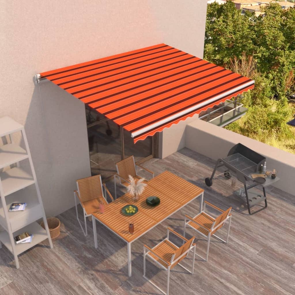 Vidaxl Luifel étend manuellement 400x350 cm orange et brun