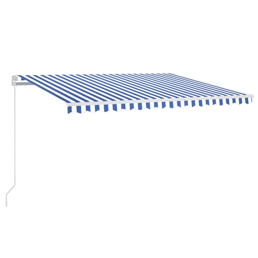 Vidaxl Luifel extensible manuellement avec LED 400x350 cm bleu et blanc