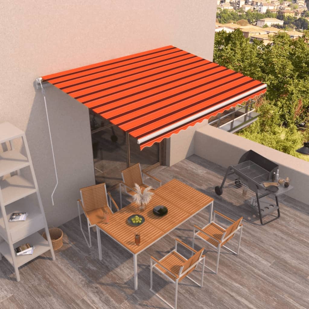 Vidaxl Luifel Automatique extensible 400x350 cm Orange et marron