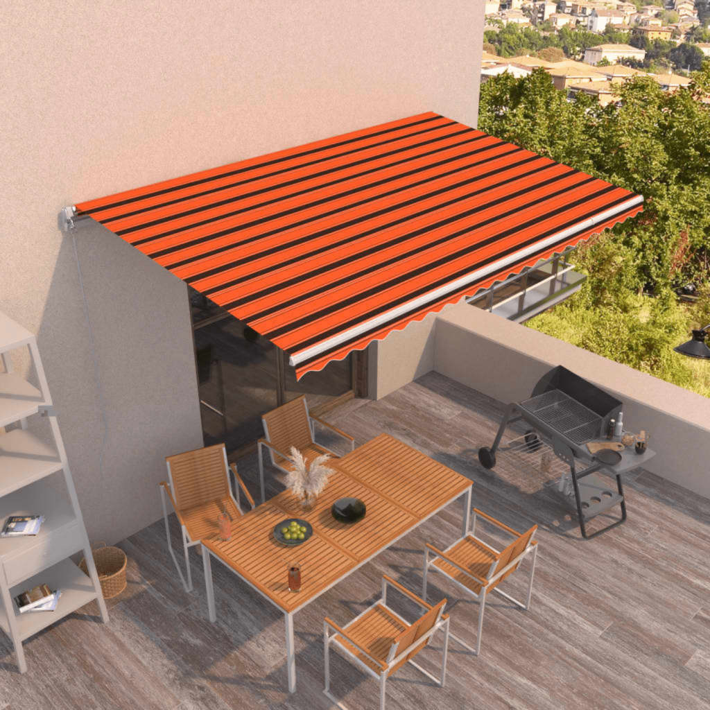 Vidaxl Luifel étend manuellement 500x350 cm orange et brun