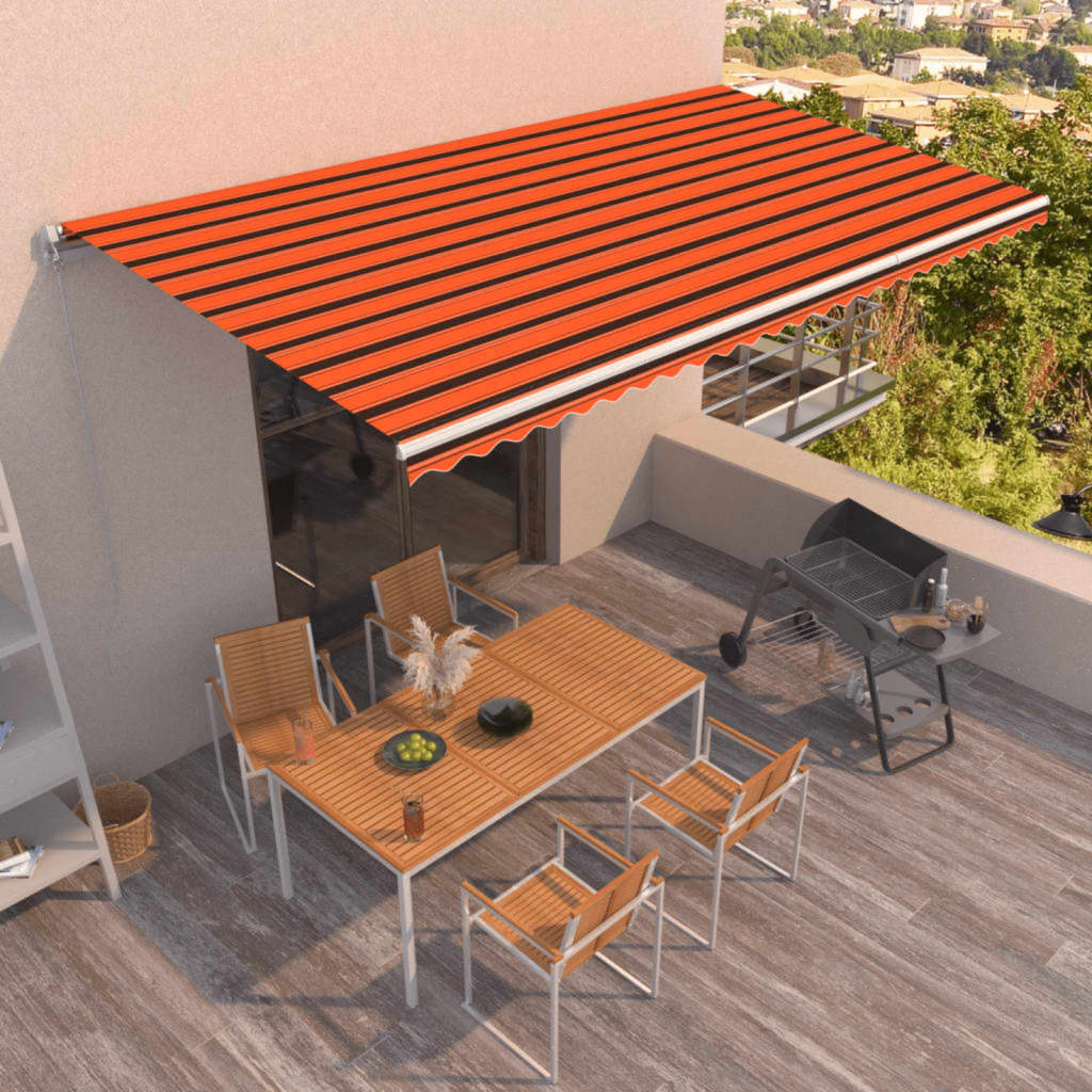 Vidaxl Luifel étend manuellement 600x350 cm d'orange et brun