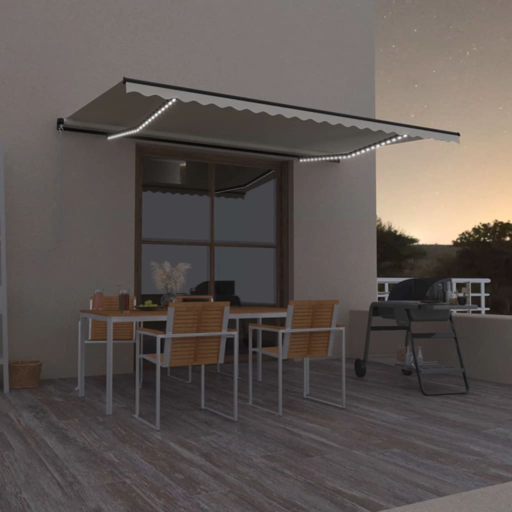 Vidaxl Luifel extensible manuellement avec la Crème LED 500x300 cm -Colored