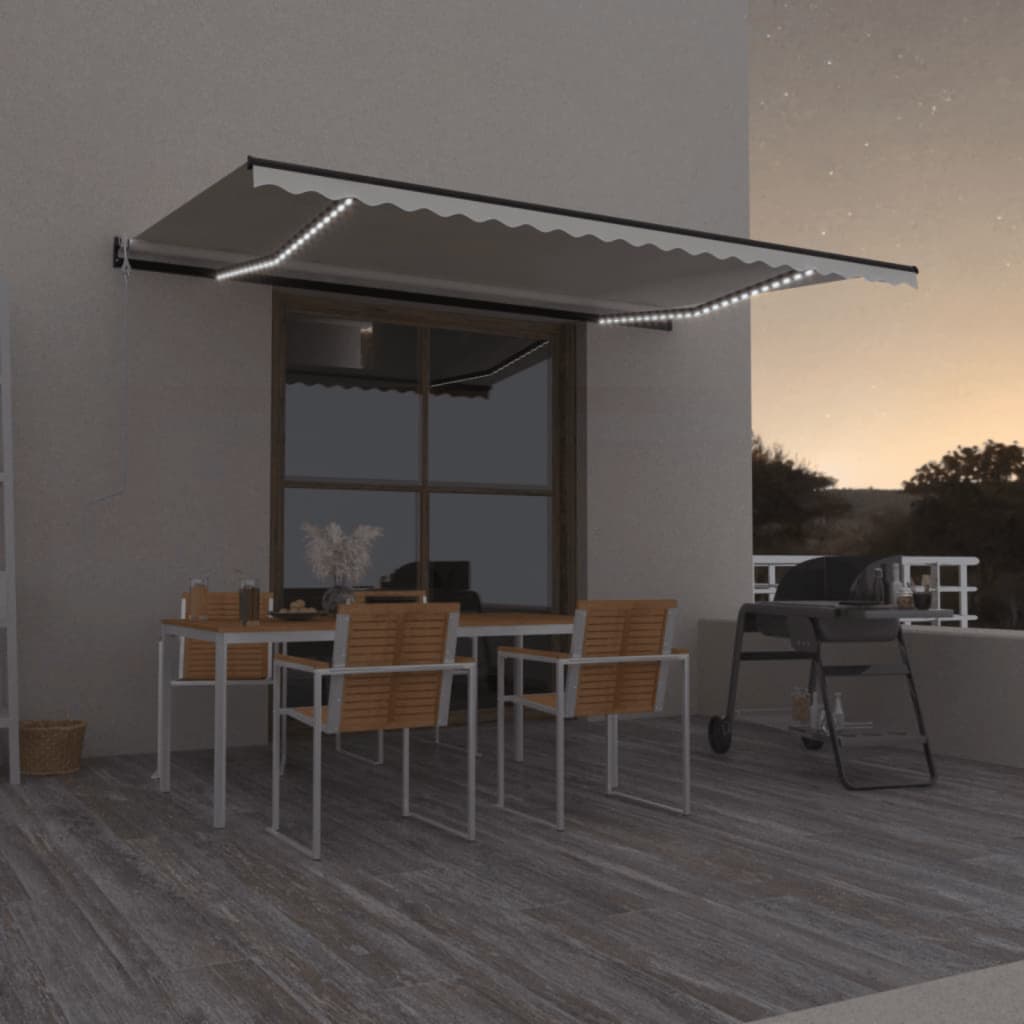 Vidaxl Luifel Automatique avec led et capteur de vent 500x300 cm couleur crème