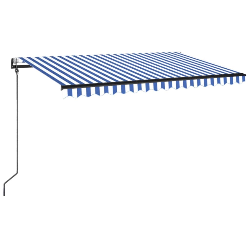 Vidaxl luifel automatique avec led et capteur de vent 400x350 cm blanc bleu